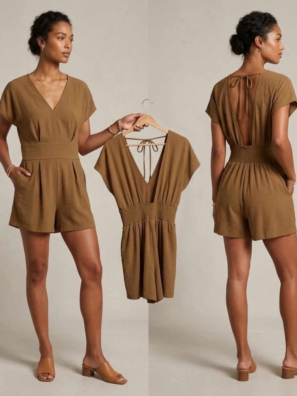 Nine West Bohemian Mustard Open Back Romper XL